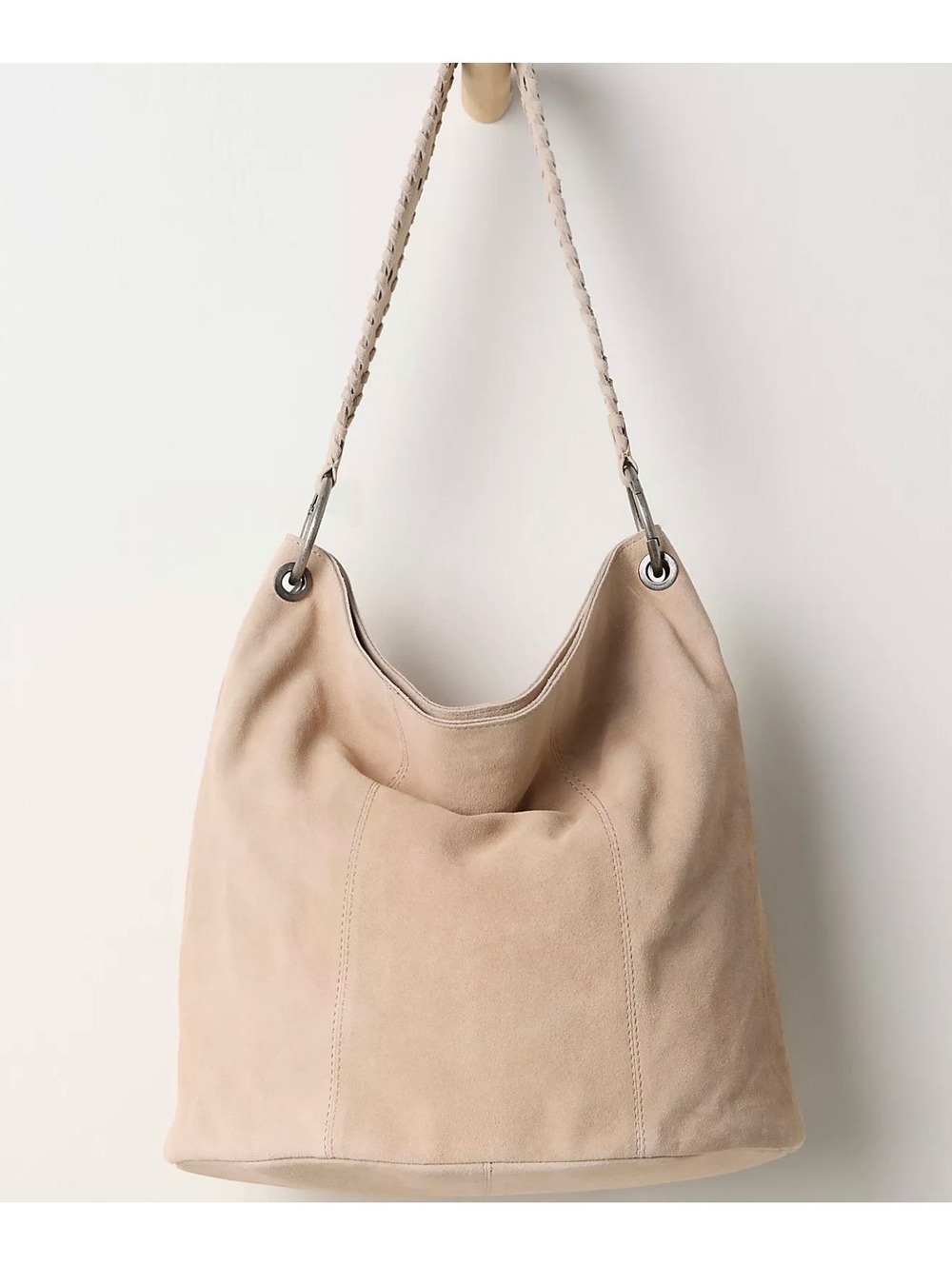 NWT Free People Suzie Suede Slouch Grey Patte Tote Bag